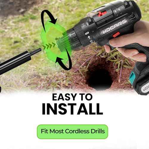 K-Brands Auger Drill Bit for Planting ? 1.6 x 9 Inch - Spiral Hole Planter for Bulbs, Bedding Plants, and Umbrella Holes - 3/8 Inch Hex Drive