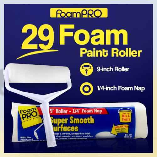 FoamPRO 29 Foam Paint Roller, 9" x 1/4" - Smooth Surface Foam Roller for Doors, Cabinets, & Metal - High Density Foam for Oil & Water-Based Paints - Streak-Free, Lint-Free Results - 1 Piece
