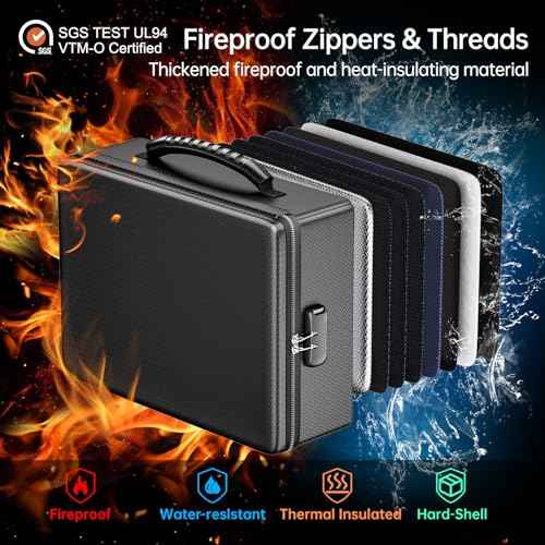 ENGPOW Fireproof Document Box, Hard Case File Box with Fireproof Zipper£¦Lock, 6400¡ÆF Heat Insulated Fire and Water Resistant Portable File Organizer Storage Home Safe for Documents Laptop Cash Black