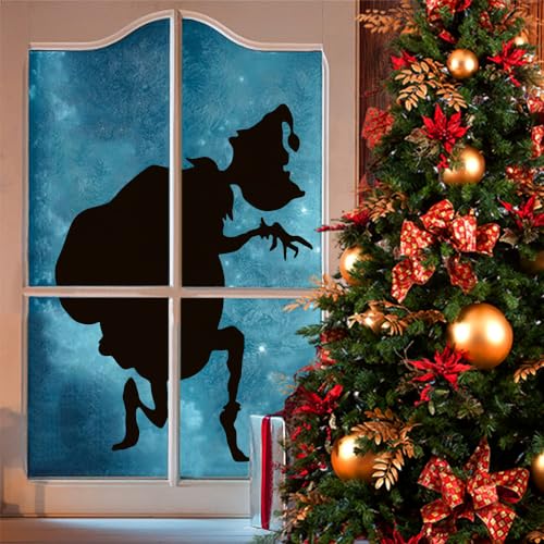 Christmas Window Cling Grinch Decorations Funny Stickers Christmas Movie Cute Xmas Decals Decor Vinyl Elk Wall Art