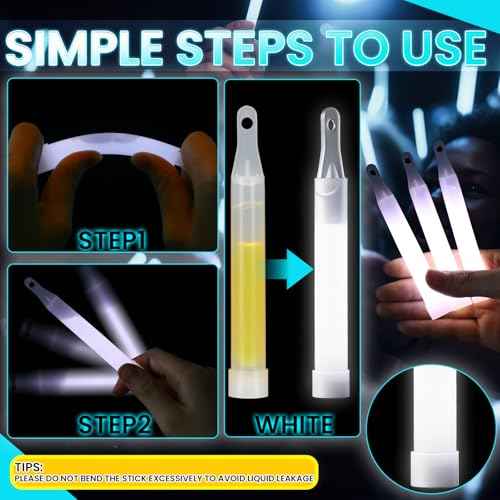 Soulchen 50 Pack White Glow Sticks 4" Bright Emergency Glow Sticks Bulk with 8-12 Hours for Use As Emergency Flares and Hiking Safety Gear or Concerts Weddings Raves Carnivals Parties Decor Events