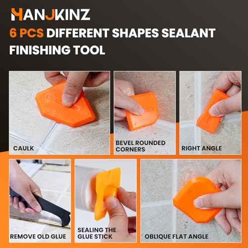3 in 1 Silicone Caulking Tools£¨Stainless Steelhead), 12pack, Caulk Remover Tool Kit with Replace Silicone Padsgood Pads and Caulk Finishing Tools, Caulking Tool Kit for Kitchen, Bathroom