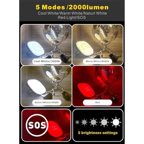 LED Camping Lantern, Solar Lanterns, 5000mAh Rechargeable Light 2000 Lumens 5 Light Modes, IP65 Waterproof with USB Charging ? Lanterns for Power outages Hurricane, Hiking, Fish, Emergency, and Home