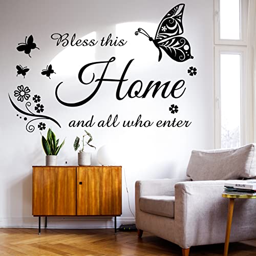 Bless This Home Wall Decals: Inspirational Quotes Family Wall Stickers for Living Room, Entryway, Bedroom Decorations
