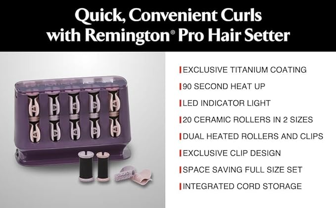 Remington Pro Hair Setter Hot Rollers, Curlers With Thermaluxe Advanced Thermal Technology