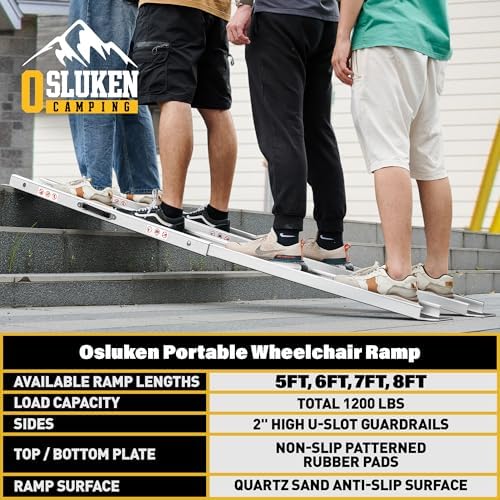 7FT Portable Wheelchair Ramp, 84"L x 7.2"W Aluminum Ramps for Wheelchairs for Home, 1200LBS Capacity Telescopic Non-Skid Threshold Handicap Wheel Chair Ramp for Doorways, Stairs, Steps, 2 Pack