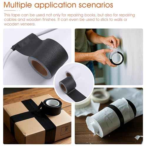 2Inch Wide Self-Adhesive Matte Book Binding Tape, 33 FT Black and White Cloth Tape for Repairing, Reinforcing, and Protecting Old & Antique Books (Black and White)