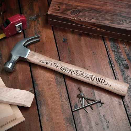 Jesuspirit - Engraved Hammer - Christimas Gifts, Wooden Hammer for Housework - Christian Gifts For Men, Father - Anniversary Gifts - Wedding Gift For Handy Man (The Battle Belongs To The Lord)