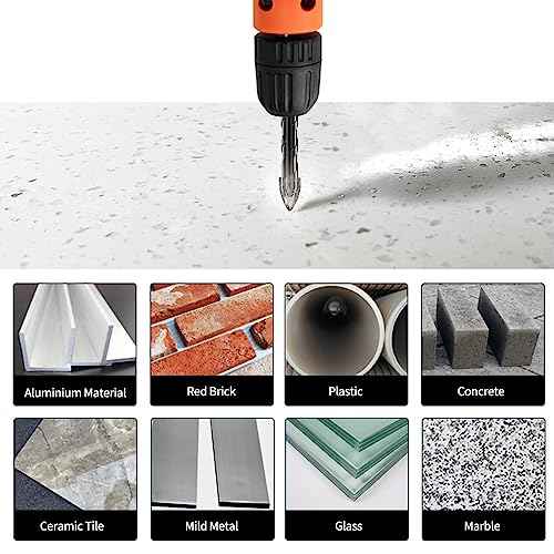 Meccion Masonry Drill Bits 1/8" x 3.6" x 5Pcs Professional Tungsten Cross Tip Multi-Material Drill Bits for Tile/Ceramic/Glass/Porcelain/Concrete/Cement/Wood/Plastic