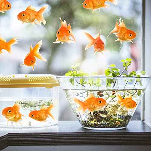 Vinyl Stickers 12 Goldfish Wall Decals Peel and Stick Wall Decor Stickers for Home Bathroom Kitchen Windows Wall Decor Laptop Sticker Car Decal Travel Luggage Sticker Decorations