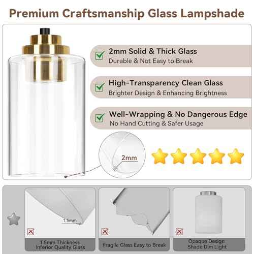 4-Light Bathroom Light Fixtures, 27" Modern Vanity Lights Over Mirror with Clear Glass Shades, Black & Gold Wall Sconce, Classic Wall Light Fixture for Mirror Living Room Cabinet Bedroom Porch Kitchen