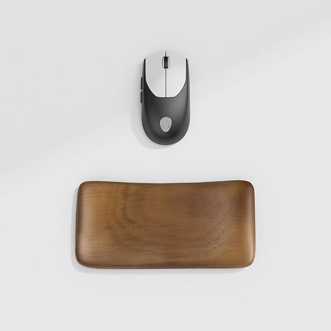 Walnut Wooden Wrist Rest for Mouse and Keyboard, Ergonomic Design for Wrist Pain Relief, Smooth No Odor and Easy to Clean, Support Wrist to Coding Typing and Playing (for Mouse or One Handed)