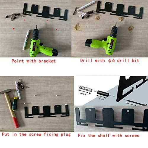 Aluminum Battery Rack, 4 Slot, Black, Compatible with DeWalt 20V Battery, Wall Mount, Garage Tool Organizer