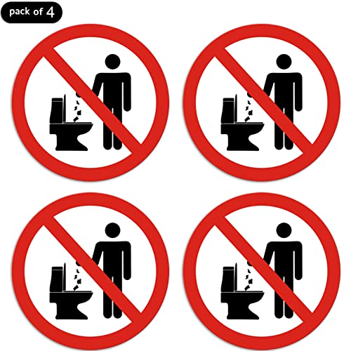 dealzEpic - Do Not Litter in Toilet/Do not Throw Trash in the Toilet Sign - Self Adhesive Peel and Stick Waterproof Vinyl Decal - 3.94 inches in Diameter | Pack of 4 Pcs