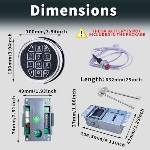 Gun Safe Lock with Programmable Electronic Keypad, Password Electromagnetic Lock with 2 Override Keys, Lock Fits High Security Safe Box and Security Cabinet (Solenoid with Override Keys)