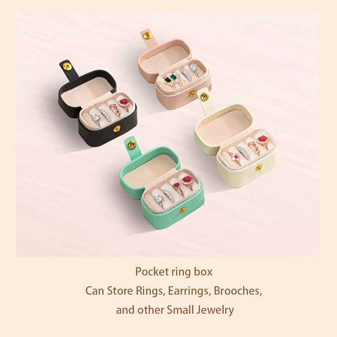 Travel Jewelry Ring Case,Small Jewelry Ring Box,Ring Holder,Mini Jewelry Case Portable Storage Case, for Women Girls, for Travel,Business,Wedding,Bridesmaid Gift (Black)