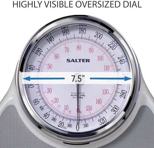 Salter Pro-Helix Professional Oversized Bathroom Scale with Grey Vinyl Anti-Slip Bath Mat, 400 LB Capacity, Analog Scale, 18.25 x 13.0 inch, Grey