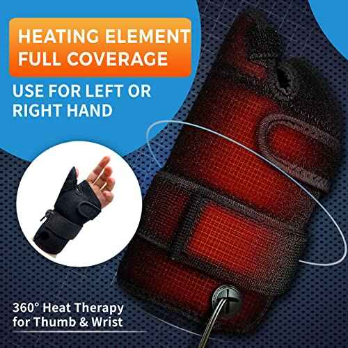 sticro Wrist Thumb Brace Heating Pad for Arthritis and Carpal Tunnel Relief, Hand Heating Pad for Sprains Trigger Thumb, Tendonitis Pain Relief - Left Right Hand (S/M)