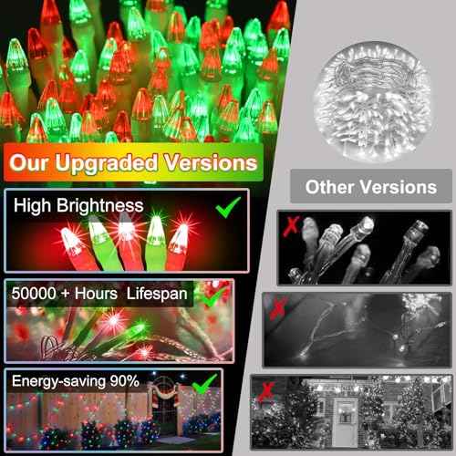 1500 LED 470FT Christmas String Lights Outdoor, 12 Pro Modes and Timer Memory & Brightness, Plug in Waterproof Clear Wire Twinkle Light for for Xmas Yard Tree Wedding Party Decor (Red & Green)