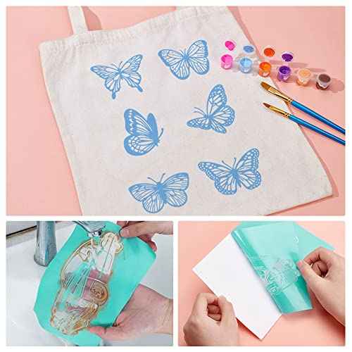 OLYCRAFT 2PCS 8.6x11 Inch Self-Adhesive Silk Screen Printing Stencil Reusable 6 Styles Butterflies Stencils Easter Decorations for Painting on Wood Fabric T-Shirt Bags Wall and Home Decorations