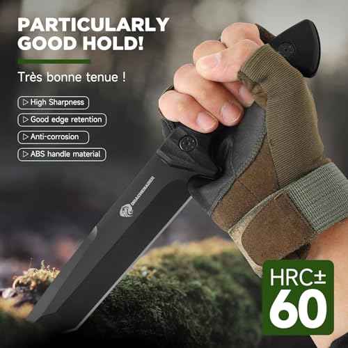 Tanto Fixed Blade Knife, Tactical Fixed Blade Knife, 5mm Thick Full Tang Survival with Sheath for Hunting, Camping, and Adventure