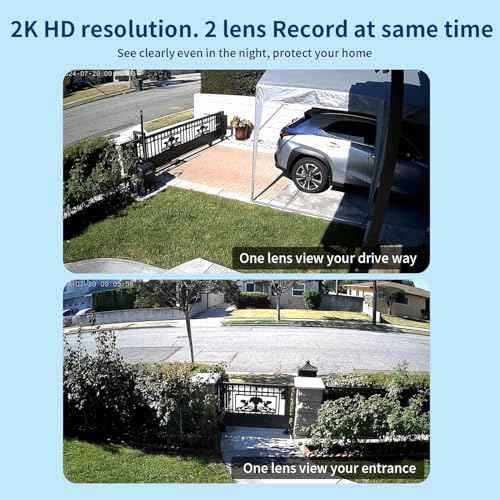 Dual Lens Security Camera Outdoor,WiFi Camera for Home Security,Home Survaillance Outdoor,PTZ,2-Way Audio, Auto Tracking,Night Vision,24/7 Continous Record,IP65 Weather Proof