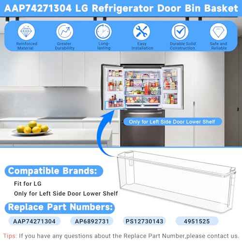 UPGRADED AAP74271304 Refrigerator Door Bin Compatible with LG Refrigerator Door Shelf Parts AAP74271304 LRMDS3006S LRMVC2306D LRMDC2306D LRMDC2306S LG Fridge Door Basket Replacement Door Shelves