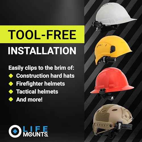 Life Mounts Firefighter Helmet Light - 3.5 in x 1.5 in, White LED - Hard Hat LED Light Mount - 360 Degree Rotation - Weatherproof & Shock-Proof - Quick Detach for Handheld Use