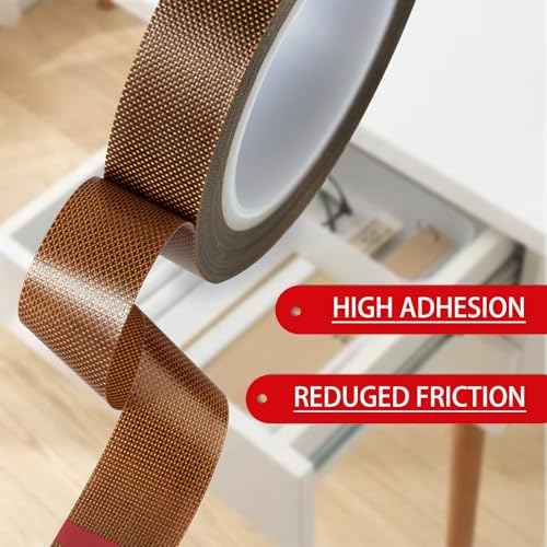 Low Friction Drawer Slide Tape - 2 Rolls 1/2" x33FT, Squeak Resistant & Abrasion Resistance Surface Protection Tape for Furniture, Tools,Wood,Drawer,Cabinet,Curtain(Brown)