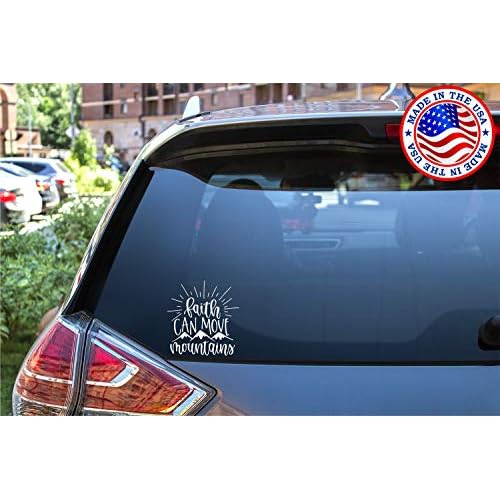 Sunset Graphics & Decals Faith Can Move Mountains Decal Vinyl Car Sticker | Cars Trucks Vans Walls Laptop | White | 5.5 x 5.5 inches | SGD000001