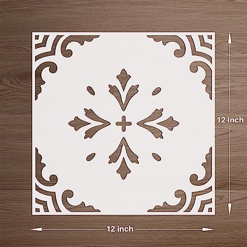 Wall Stencils for Painting Large Pattern 12" x 12", Reusable Large Floor Stencils, Simple Tile Stencils for Decor (NS4)
