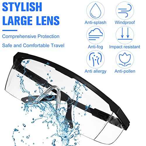 48 Pairs Safety Glasses over Glasses Lab Goggles Protective Eyewear Goggles Anti Fog for Science Classes Women Men(Blue, Black)
