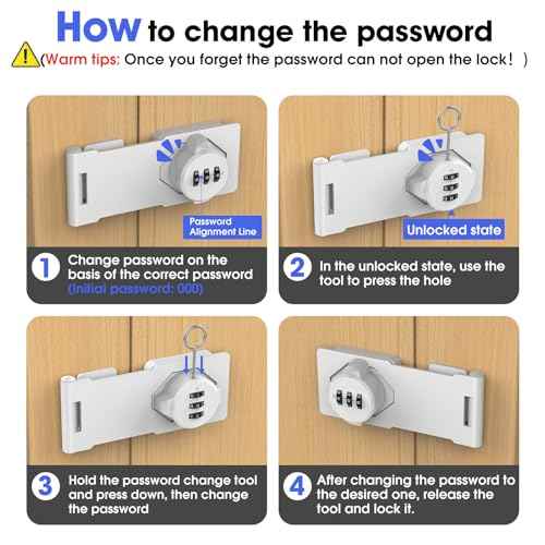 Mechanical Password Rotary Hasp Locks, Cabinet Locks with Combination, Door Security Gate Locks for Small Doors, Cabinets, Barn Door, Bathroom, Outdoor, Closet, Fence (2 Packs White)