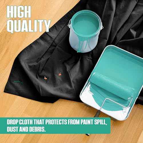 ZUPERIA Black Drop Cloth (9 x 12 Feet - Pack of 2) - Pure Canvas Drop Cloth for Painting, Curtains & Floor Protection Washable & Reusable Tightly Woven Paint Cover for Multipurpose use