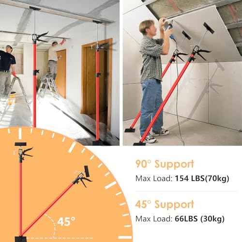 Cabinet Jack for Installing Cabinet£¬Adjustable 3rd Hand Support Pole Extend from 45 to 114 inches,Premium Steel Cabinet Lift Jack Support up to 154 lbs£¬2 Pack with Storage Bag (Red-Orange)