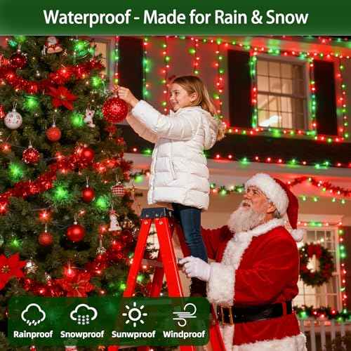 1500 LED Chrstmas Lights, 470ft Outdoor Christmas String Lights with 12 Modes, Red & Green LED String Lights with Timer Dimmable Waterproof for Tree Fence Garden Xmas Wedding Party Decor Red & Green