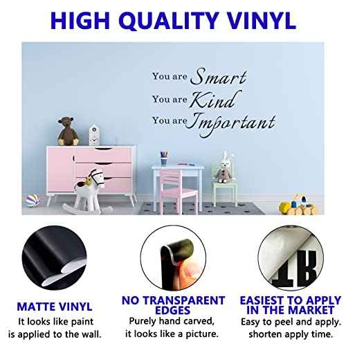 Wall Stickers, Kids Wall Stickers, (Easy to Install), Wall Decals Quotes Inspirational Boys Girls Baby Living Room Bedrooms Nursery Office Teens Words Signs Home Art Decor Vinyl, You Are Smart 21"X12"
