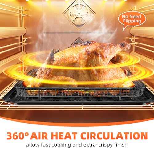 Air Fryer Basket, 2 Set Oven Air Fryer Basket and Tray with 60 PCS Parchment Papers, DEGOVIN Crisper Tray Non-stick Stainless Steel Air Fry Pans for Convection Oven(15.8" ¡¿ 11" & 13" ¡¿ 9.7"-Black)