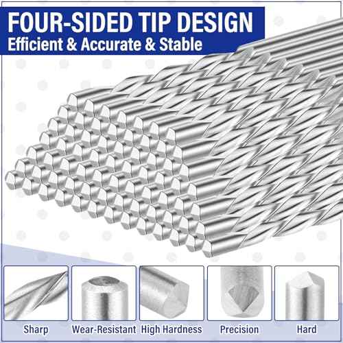 Tondiamo 50 Pcs Drywall Bits 1/8 Inch Cutting Bits M2 Speed Steel Spiral Drywall Router Saw Cutout Drill Tip Guide Point Cutting Outlets Drill Tools for Use with Spiral Saw
