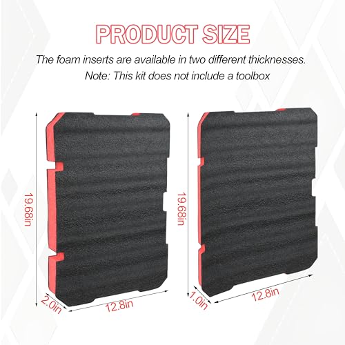 Foam Inserts Fits Milwau-kee Packout 48-22-8424 Drawer foam tool box inserts 2 pcs Black/Red