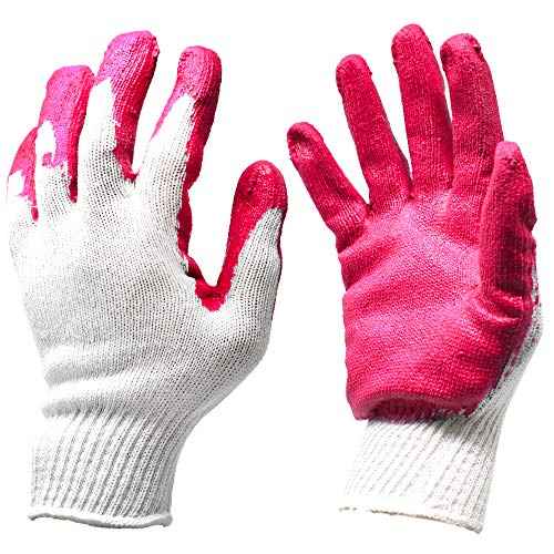 CBC Crown PREMIUM Non-Slip Multi-Purpose Red, Blue Latex Rubber Palm Coated Work Safety Gloves Garden Gloves