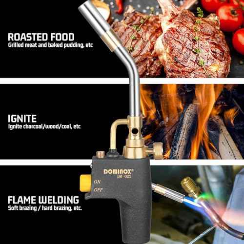 DOMINOX Propane Torch Head, High Intensity Torch Head Trigger Start Gas Torch, Soldering Torch for Propane MAP MAPP Tank, Soldering, Ignition, Barbecue, Lighting