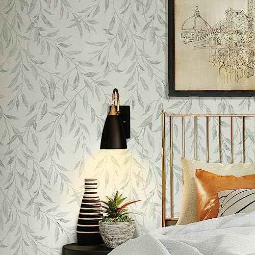 Sevalo Leaf Leaves Peel and Stick Wallpaper Boho Contact Paper for Cabinets and Drawer Greenery Contact Paper for Walls Self-Adhesive Removable Wallpaper Bathroom Olive Farmhouse Nature17.3inW 78.7inL