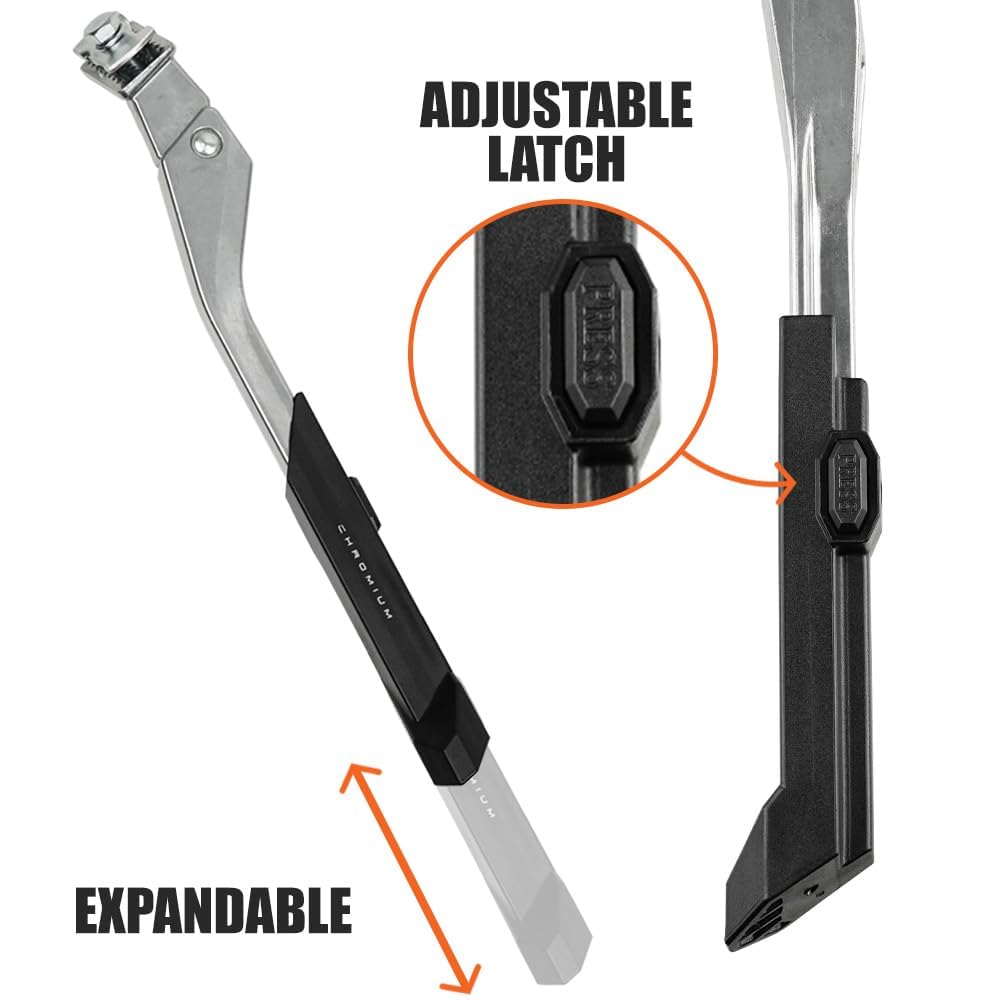 BV Rear Bike Stand for 24”-29” - Adjustable Bikes Kickstand for Adult Bike with Non-Slip Foot & Spring-Loaded Latch for Stable Any-Angle Stance - Bicycle Stand for Mountain, City & Hybrid Bikes