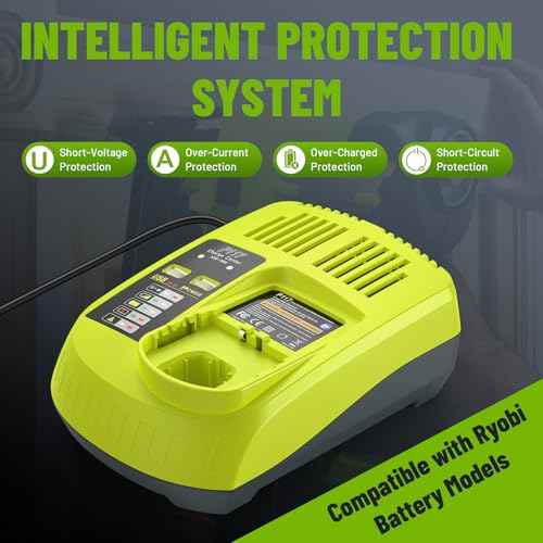 P103 18V 3000mAh 2-Pack Replacement Battery P117 12V-18V Charger for Ryobi Battery Charger Combo Compatible with P100 P102 P104 P105 P107 P108 P109 P190 Charger for Ryobi Lithium-Ion/NiCad/NiMh