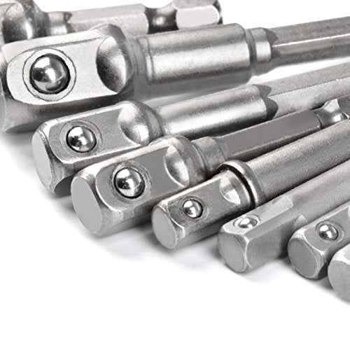 TIMESETL 8pcs Impact Adaptor Set - 1/4" 3/8" 1/2" Hex Shank Square Nut Drill Extension Bit Set