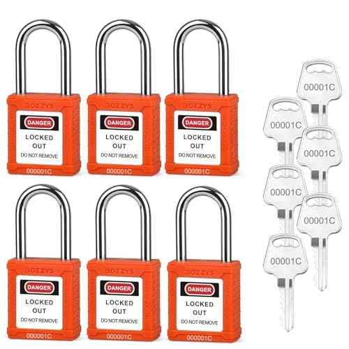 Lockout Tagout Locks 6 Pack£üOSHA Orange Loto Locks Keyed Alike£ü6 Same Keys/Set for Industrial Machinery & Electrical Panels£üChrome Steel & Laser Coding