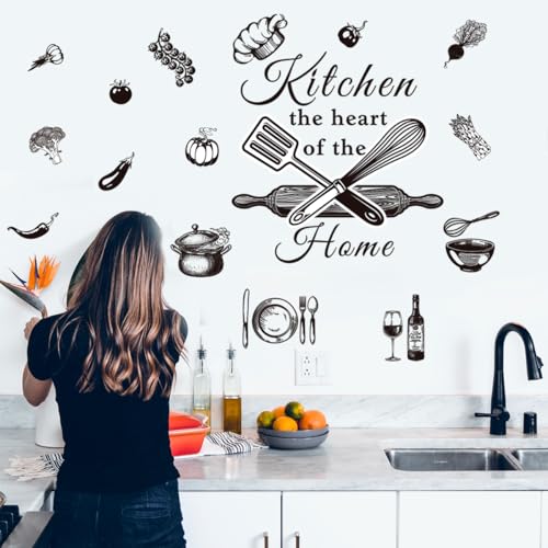 Wall Stickers Kitchen Quotes Wall Decals Wall Art Decals for Kitchen Dining Room Restaurant Vinyl Wall Sticker Peel and Stick Wall Decoration