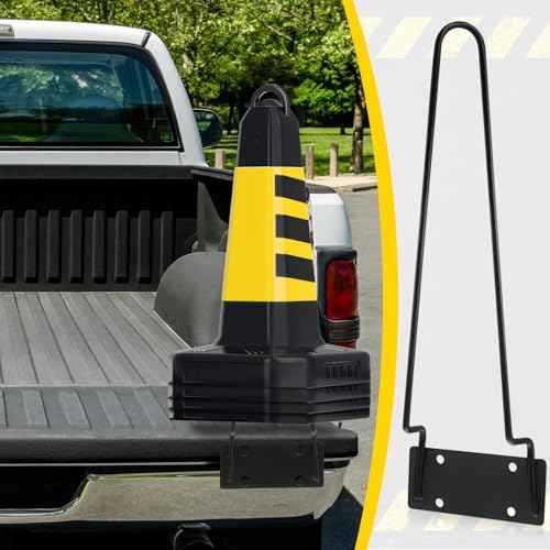 Suzile 2 Pcs Traffic Safety Cone Holder for Truck Heavy Duty Road Parking Cone Trailer Vertical Mount with Installation Screws and Pre Drilled Mounting Plate, Corrosion Resistant, Black