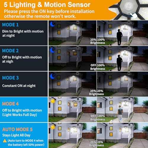 Solar Shed Lights Indoor Outdoor, Aqonsie 288LED Solar Powered Motion Sensor Pendant Light Daytime Available, Solar Indoor Light with 5 Lighting Modes & Remote for Shed Gazebo Barn Garage Home, 2 Pack
